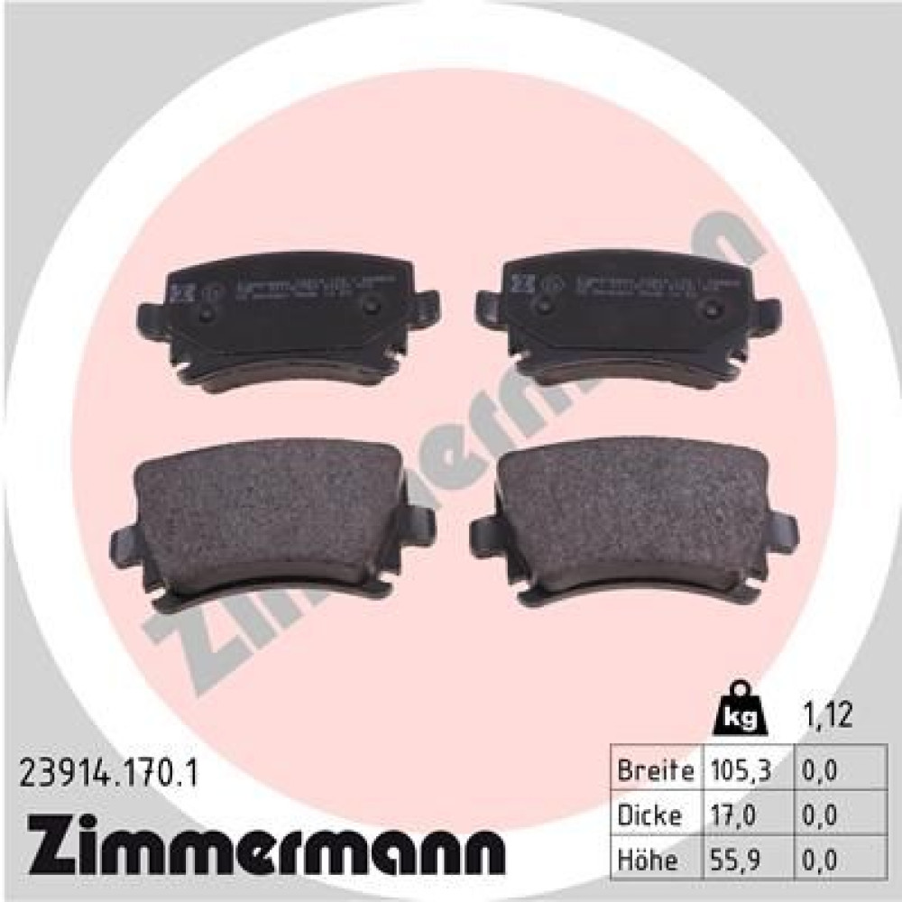 Колодки гальмівні дискові, комплект ZIMMERMANN 239141701