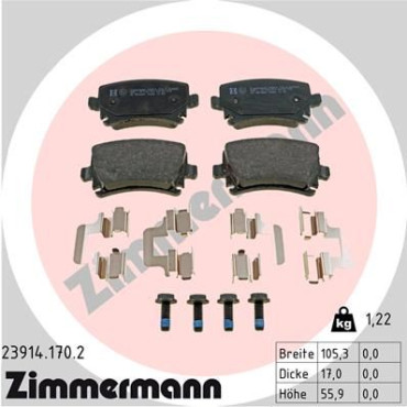 Колодки гальмівні дискові задні ZIMMERMANN 239141702