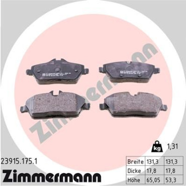 Колодки гальмівні дискові комплект ZIMMERMANN 239151751