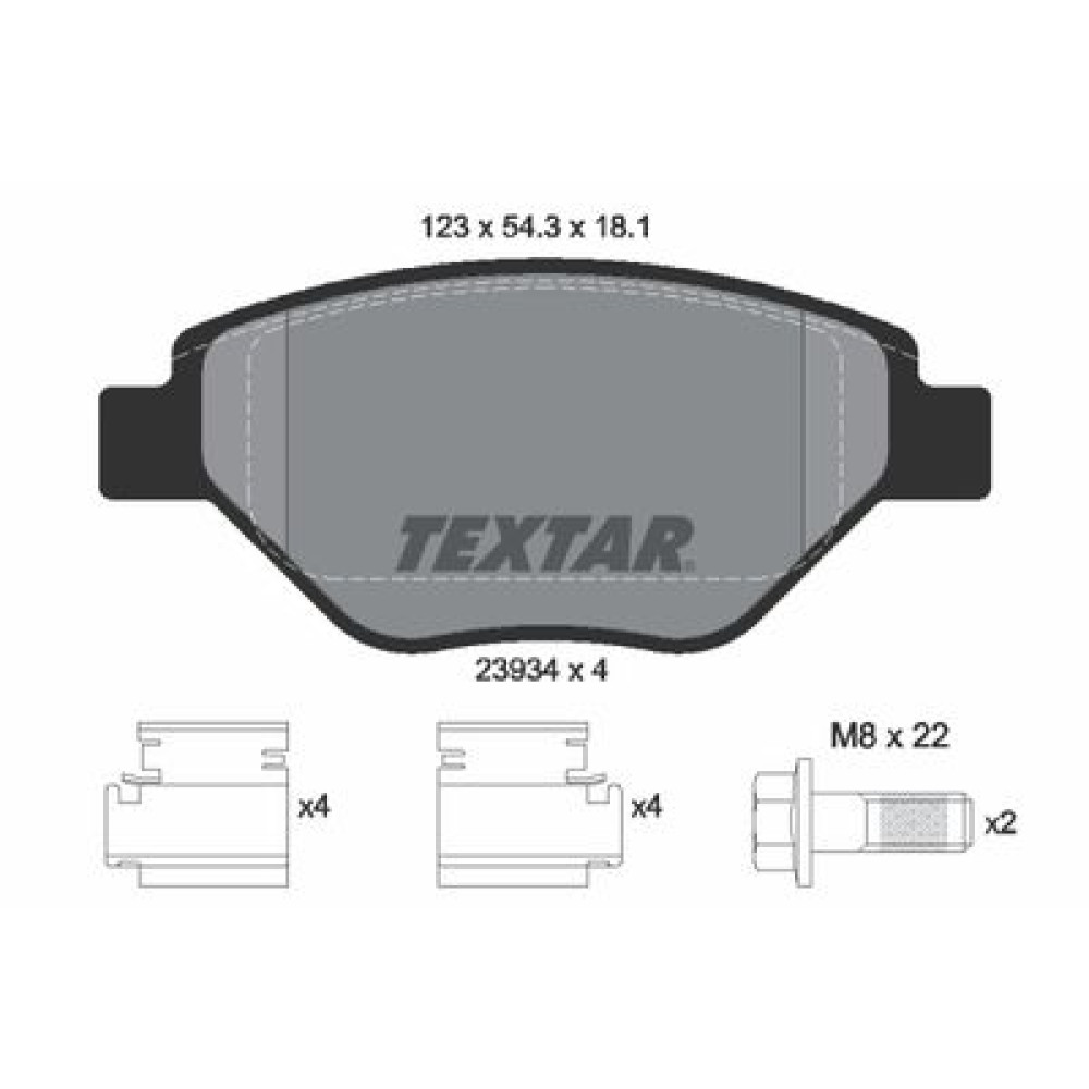 Комплект гальмівних колодок з 4 шт. дисків Textar 2393401