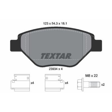Комплект гальмівних колодок з 4 шт. дисків Textar 2393401