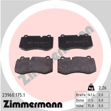 Колодки тормозные дисковые, комплект ZIMMERMANN 239601751