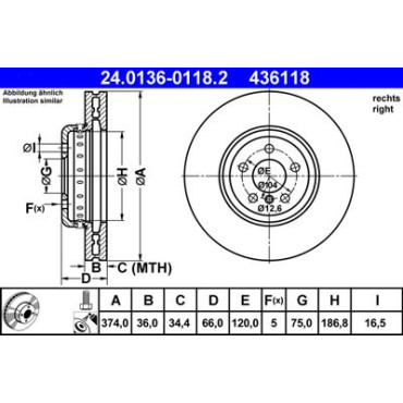 Диск тормозной ATE 24013601182