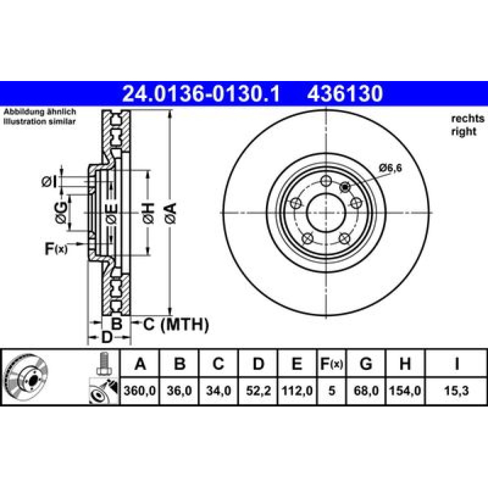 Диск тормозной ATE 24013601301