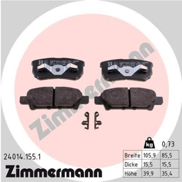 Колодки гальмівні дискові комплект ZIMMERMANN 240141551