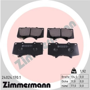 Колодки тормозные дисковые, комплект ZIMMERMANN 240241701