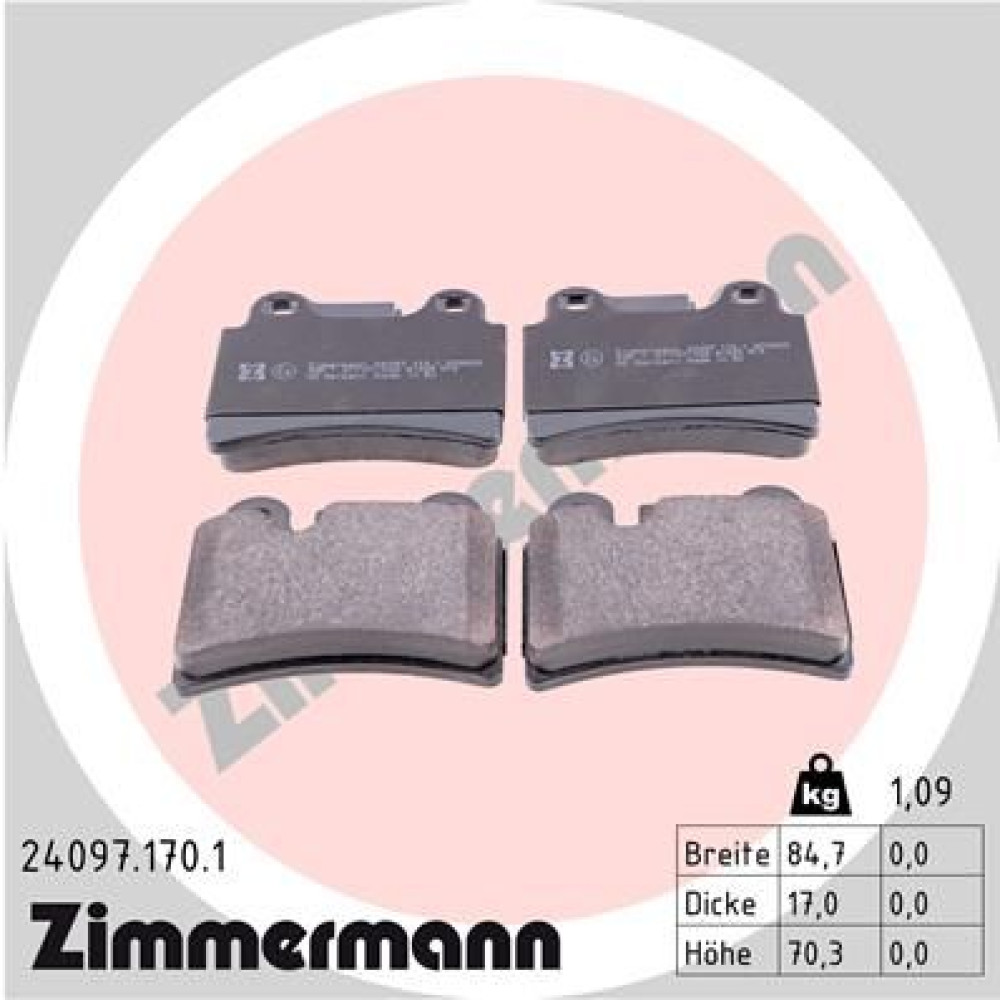 Колодки гальмівні дискові, комплект ZIMMERMANN 240971701