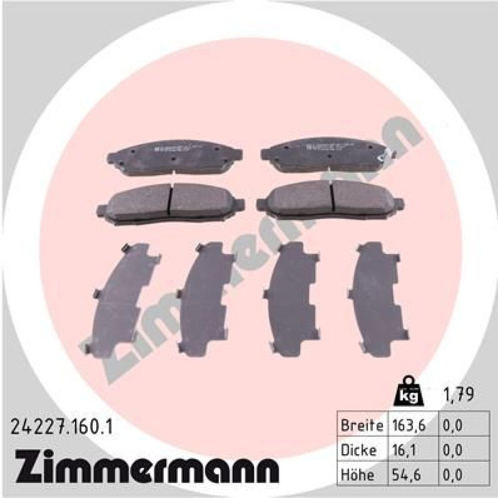 Колодки тормозные дисковые ZIMMERMANN 242271601
