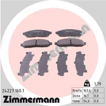 Колодки тормозные дисковые ZIMMERMANN 242271601