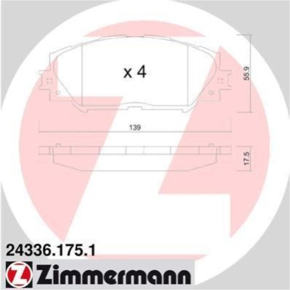Колодки гальмівні дискові, комплект ZIMMERMANN 243361751