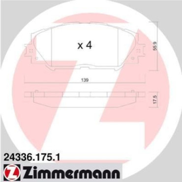 Колодки тормозные дисковые, комплект ZIMMERMANN 243361751