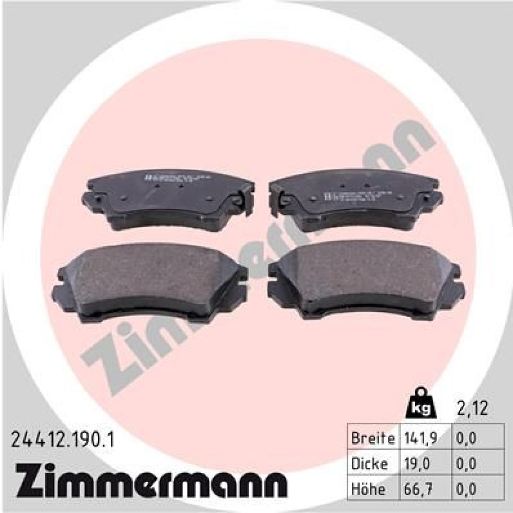 Колодки тормозные дисковые ZIMMERMANN 244121901