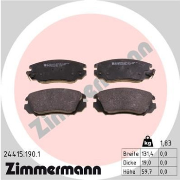 Колодки гальмівні дискові комплект ZIMMERMANN 244151901