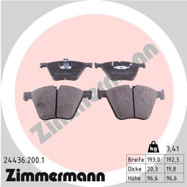 Колодки тормозные дисковые, комплект ZIMMERMANN 244362001