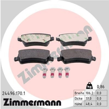 Колодки тормозные дисковые, комплект ZIMMERMANN 244961701