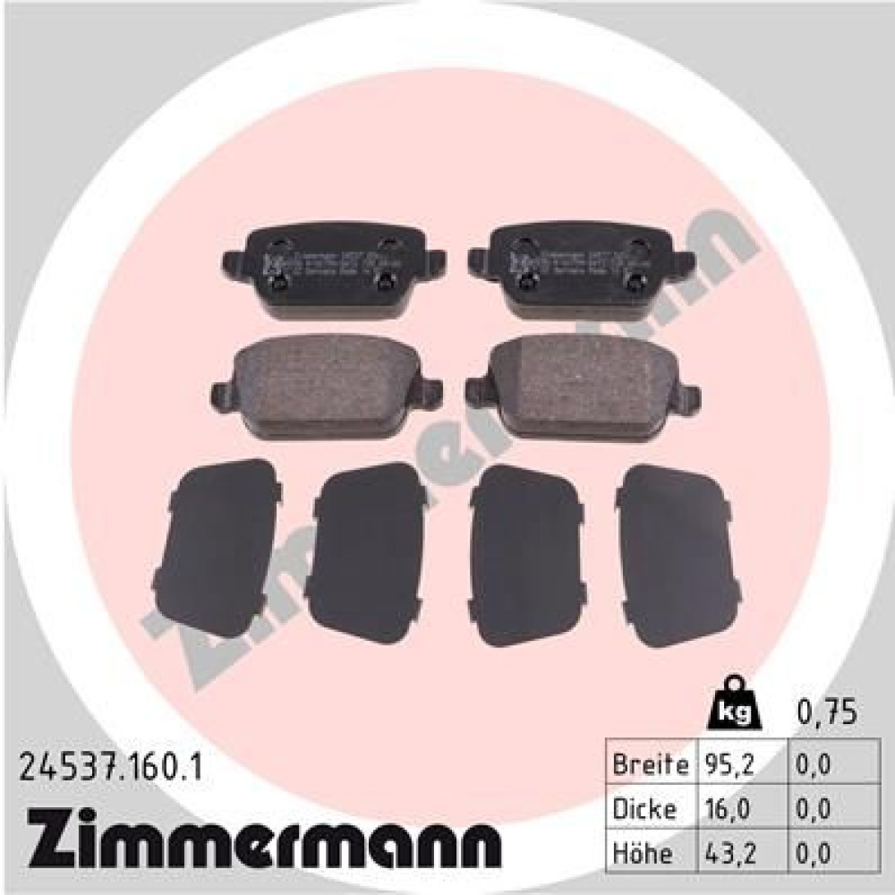 Колодки гальмівні дискові, комплект ZIMMERMANN 245371601
