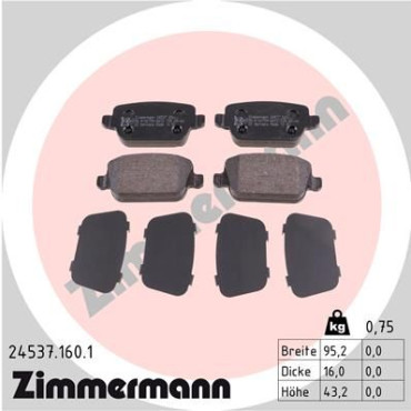 Колодки тормозные дисковые, комплект ZIMMERMANN 245371601