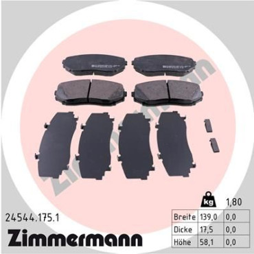 Колодки гальмівні дискові комплект ZIMMERMANN 245441751