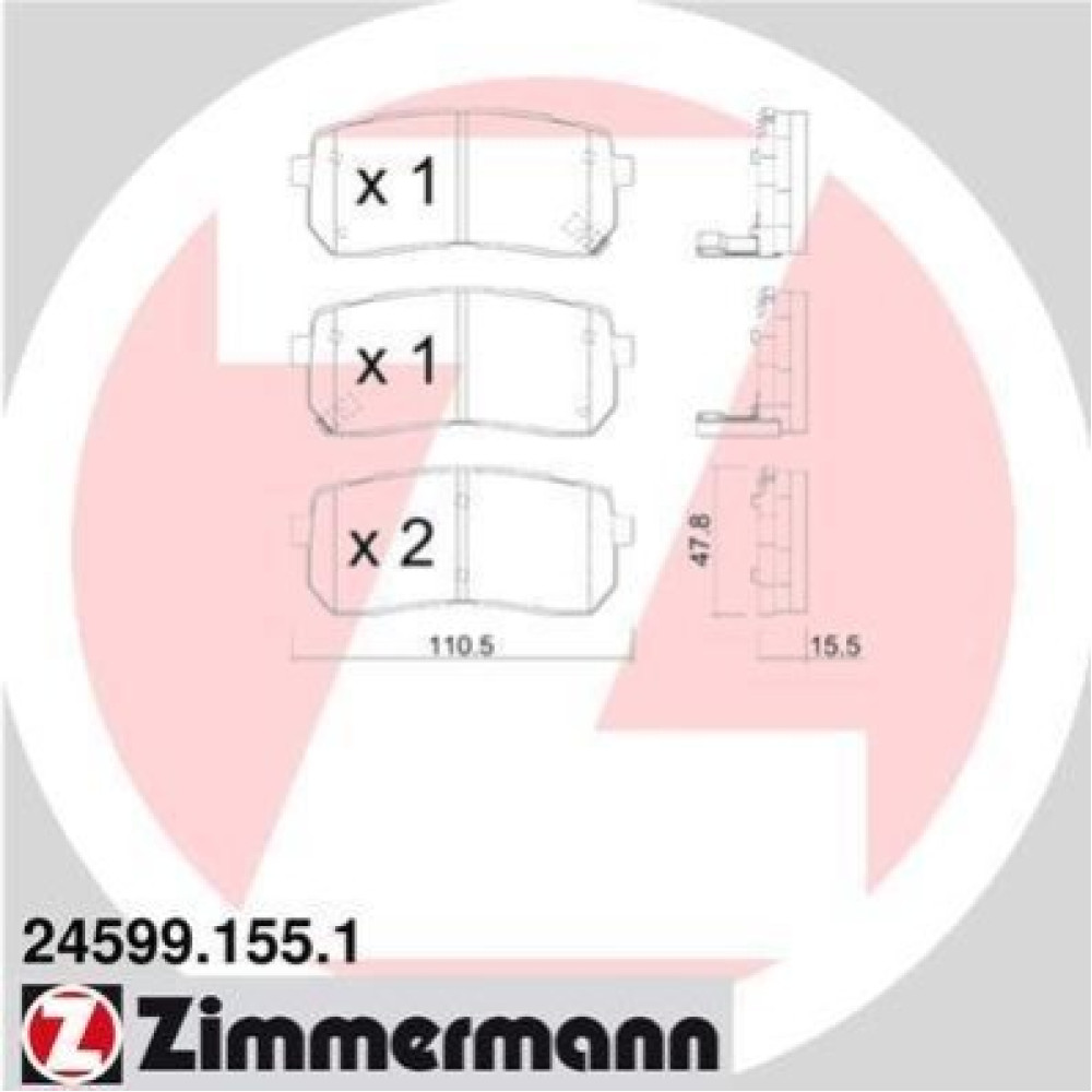 Колодки тормозные дисковые, комплект ZIMMERMANN 245991551