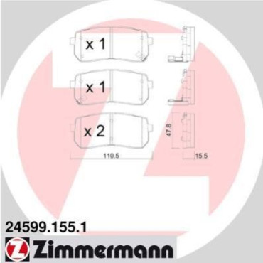 Колодки тормозные дисковые, комплект ZIMMERMANN 245991551