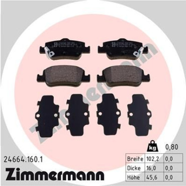 Колодки гальмівні дискові, комплект ZIMMERMANN 246641601