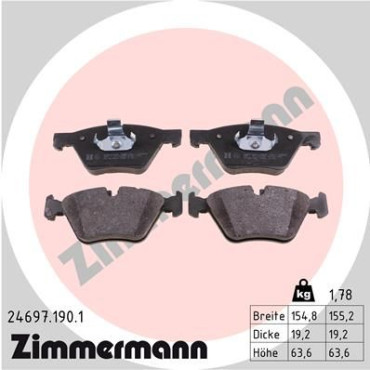 Колодки тормозные дисковые, комплект ZIMMERMANN 246971901