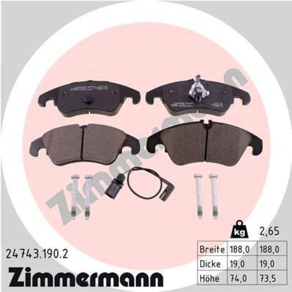 Колодки тормозные дисковые, комплект ZIMMERMANN 247431902