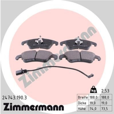 Колодки тормозные дисковые, комплект ZIMMERMANN 247431903