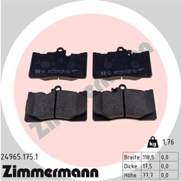 Колодки тормозные дисковые, комплект ZIMMERMANN 249651751