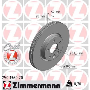 Диск тормозной ZIMMERMANN 250136020