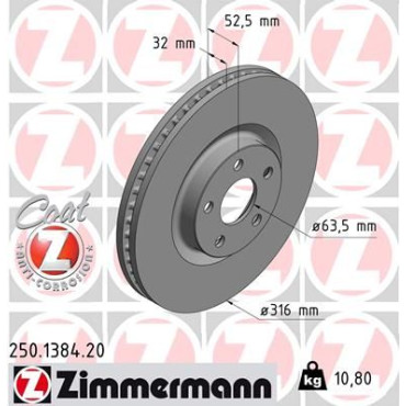 Диск гальмівний ZIMMERMANN 250138420