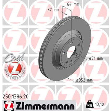 Диск тормозной ZIMMERMANN 250138620
