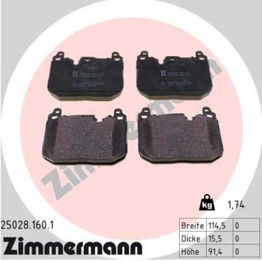 Тормозные колодки ZIMMERMANN 250281601