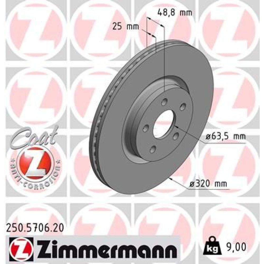 Диск гальмівний Coat Z ZIMMERMANN 250570620
