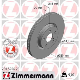 Диск гальмівний Coat Z ZIMMERMANN 250570620