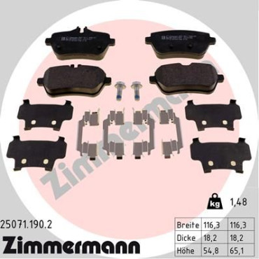 Колодки тормозные дисковые, комплект ZIMMERMANN 250711902