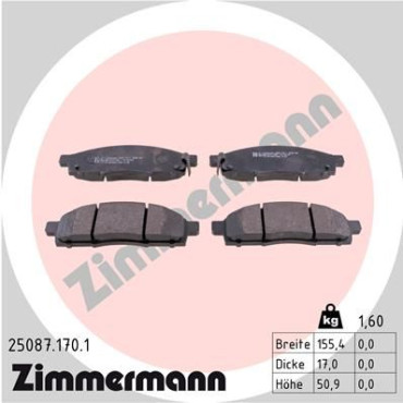 Колодки тормозные дисковые, комплект ZIMMERMANN 250871701