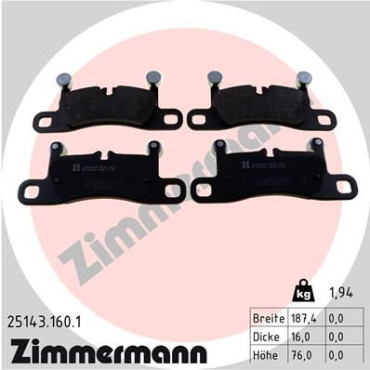 Колодки тормозные дисковые, комплект ZIMMERMANN 251431601