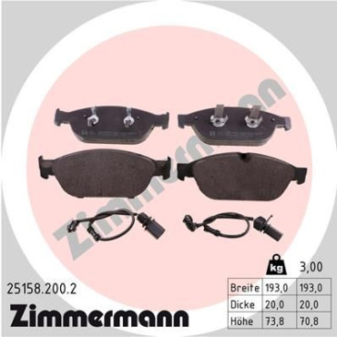 Колодки тормозные дисковые, комплект ZIMMERMANN 251582002