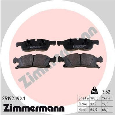 Колодки гальмівні дискові, комплект ZIMMERMANN 251921901