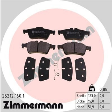 Колодки гальмівні дискові комплект ZIMMERMANN 252121601