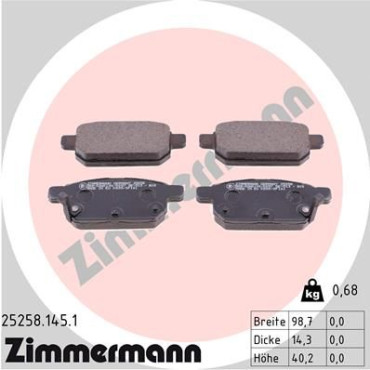 Колодки гальмівні дискові, комплект ZIMMERMANN 252581451
