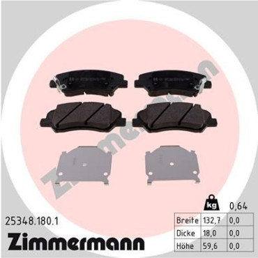 Колодки гальмівні дискові, комплект ZIMMERMANN 253481801