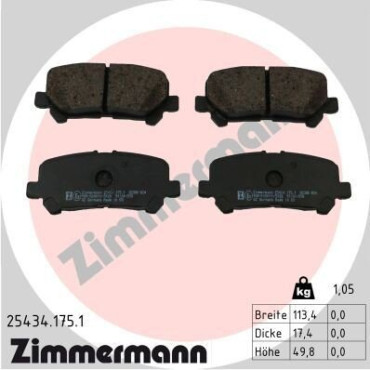 Колодки гальмівні дискові, комплект ZIMMERMANN 254341751