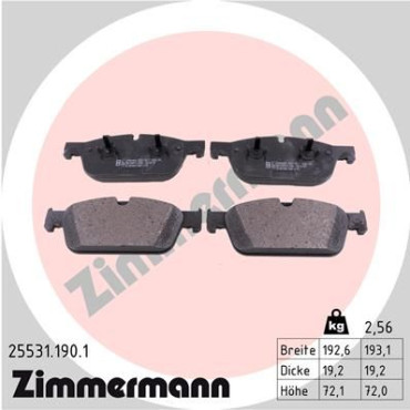Колодки тормозные дисковые, комплект ZIMMERMANN 255311901