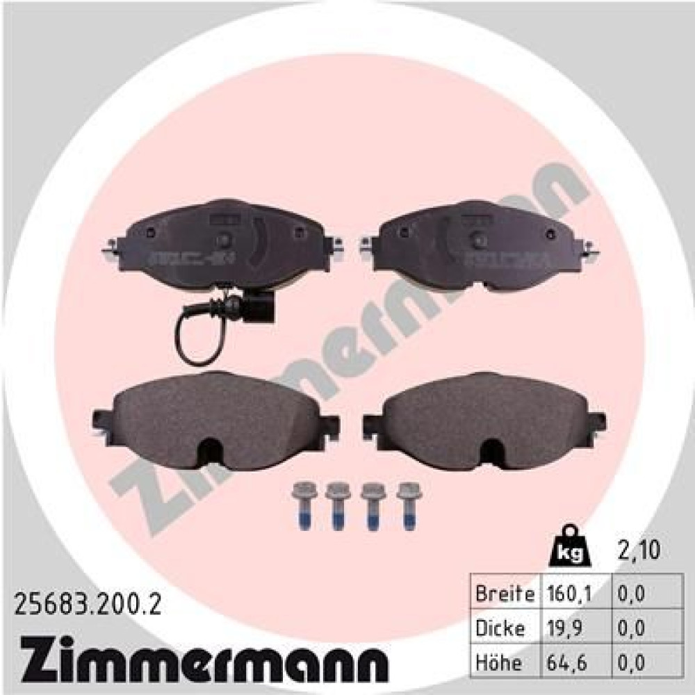 Колодки гальмівні передні комплект ZIMMERMANN 256832002