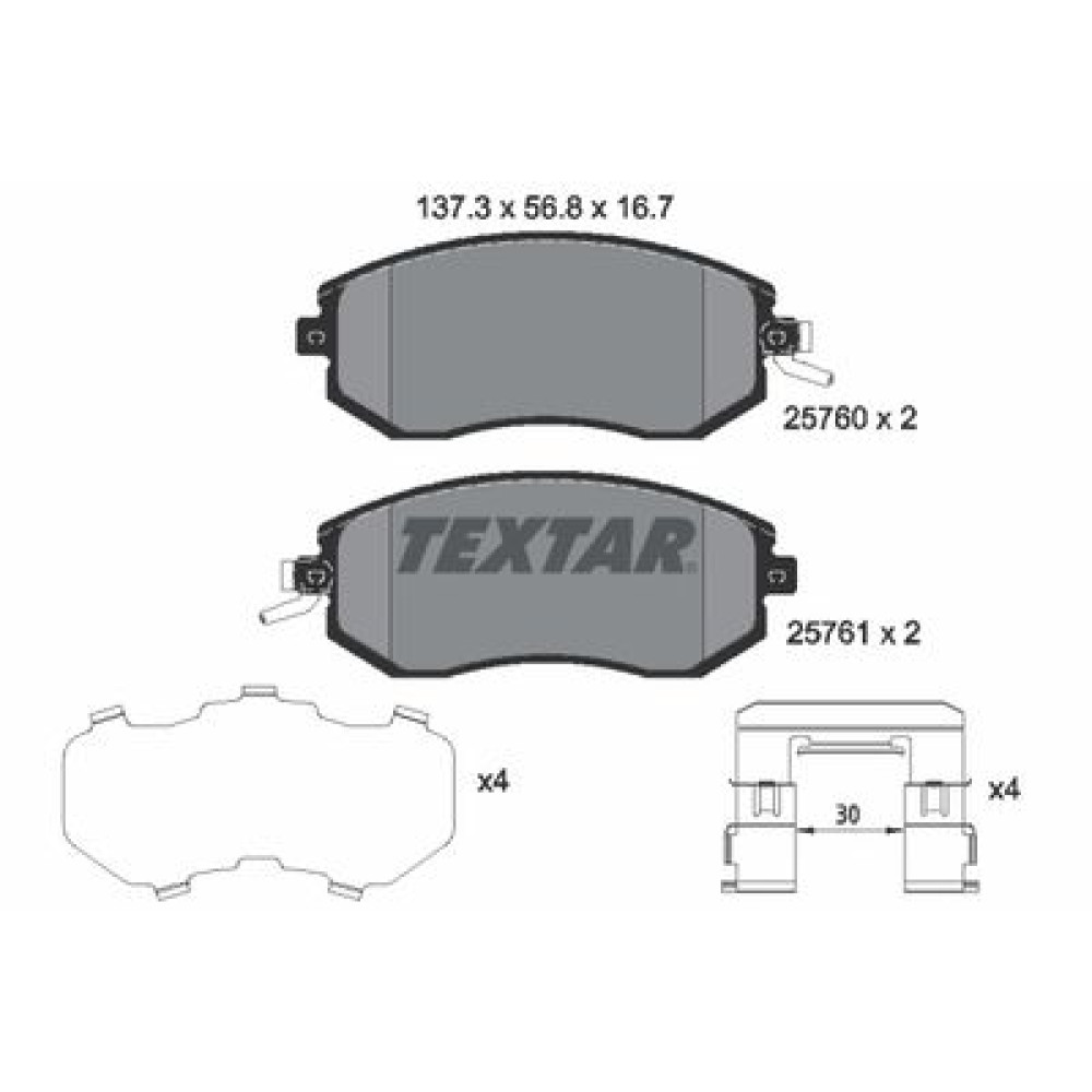 Комплект тормозных колодок из 4 шт. дисков Textar 2576001