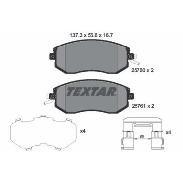 Комплект гальмівних колодок з 4 шт. дисків Textar 2576001