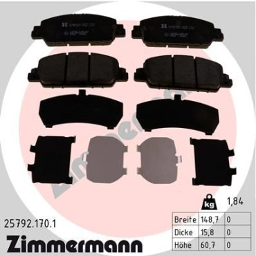 Колодки гальмівні дискові, комплект ZIMMERMANN 257921701
