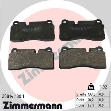 Колодки тормозные дисковые, комплект ZIMMERMANN 258141801
